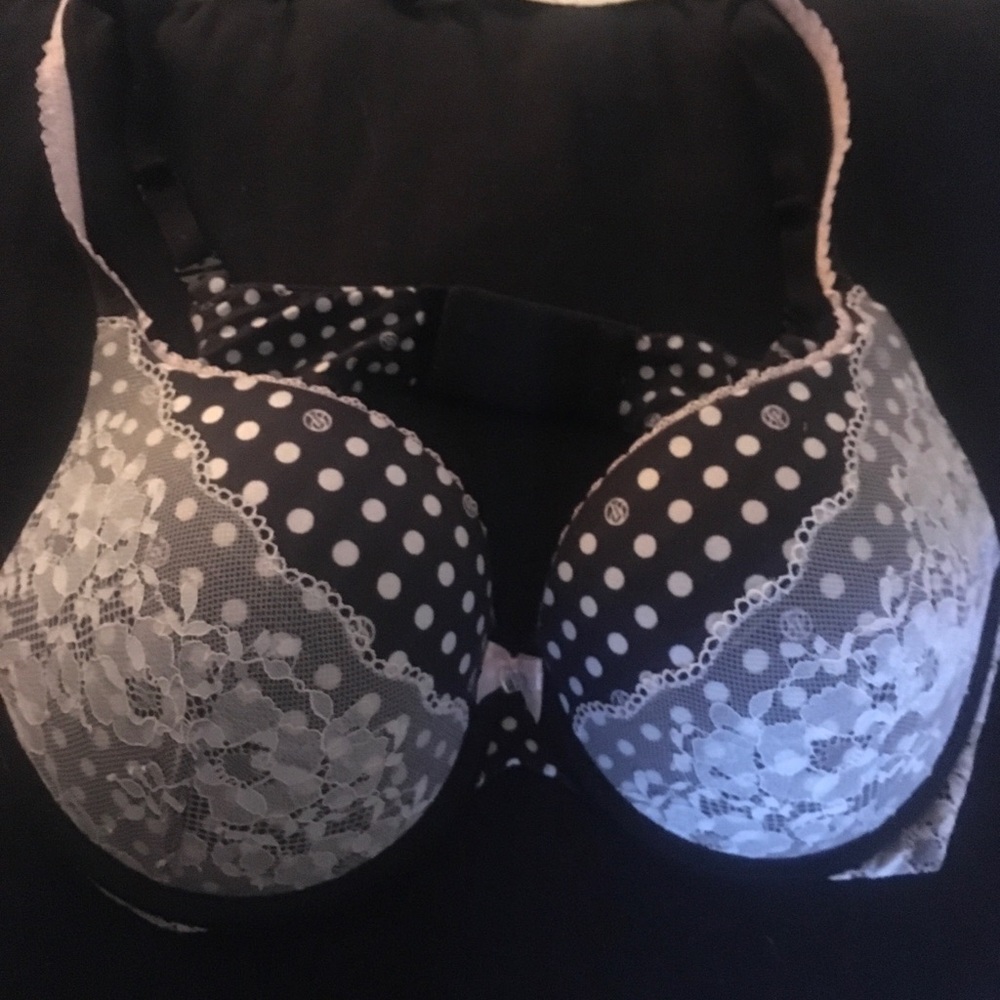 Victoria's Secret Black and White Polka Dot Lace Bra